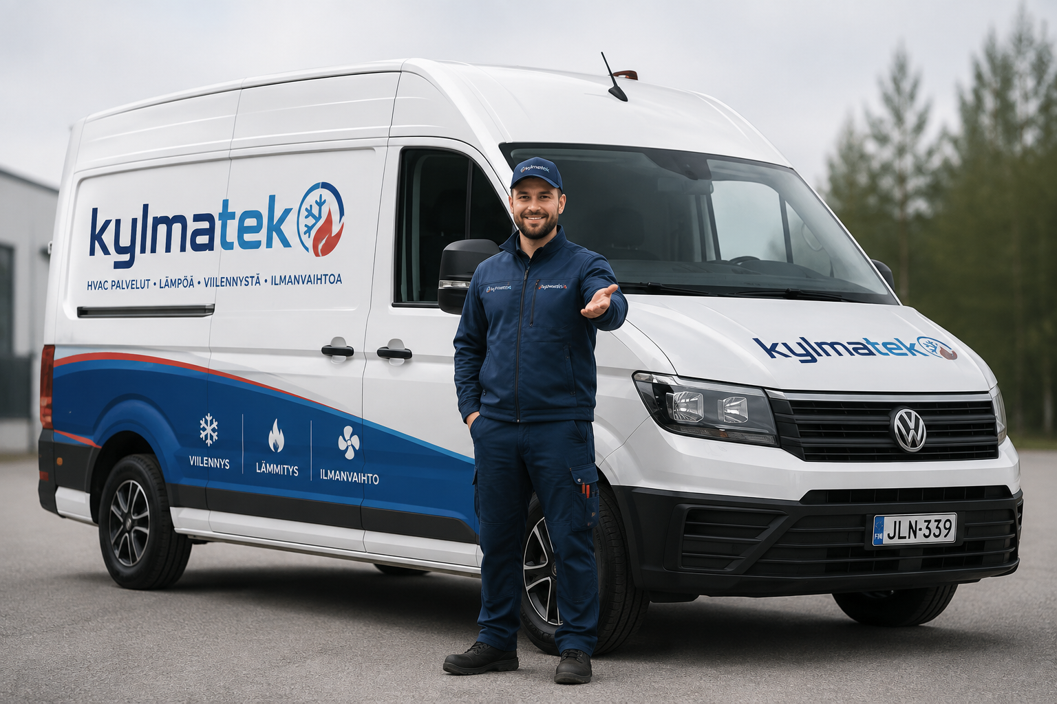 Kylmätek Oy huoltoauto ja tiimi